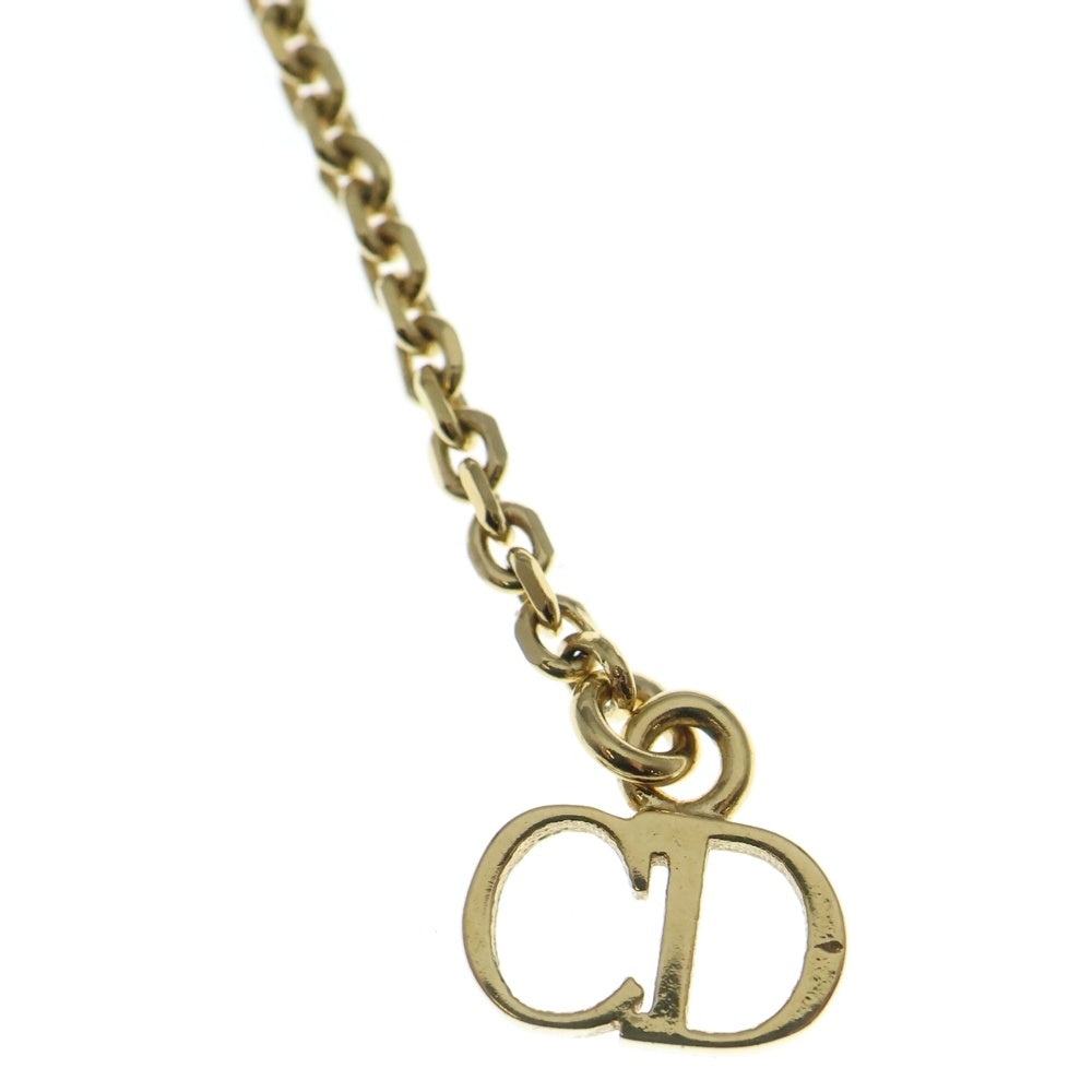 Christian Dior(クリスチャンディオール) CDロゴ パール ラインストーン チェーンネックレス ゴールド レディース