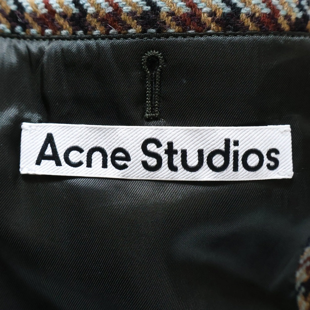 Acne Studios(アクネ ストゥディオズ) ハウンドトゥース ウール チェスターコート 千鳥格子 ブラウン FN-MN-OUTW000493