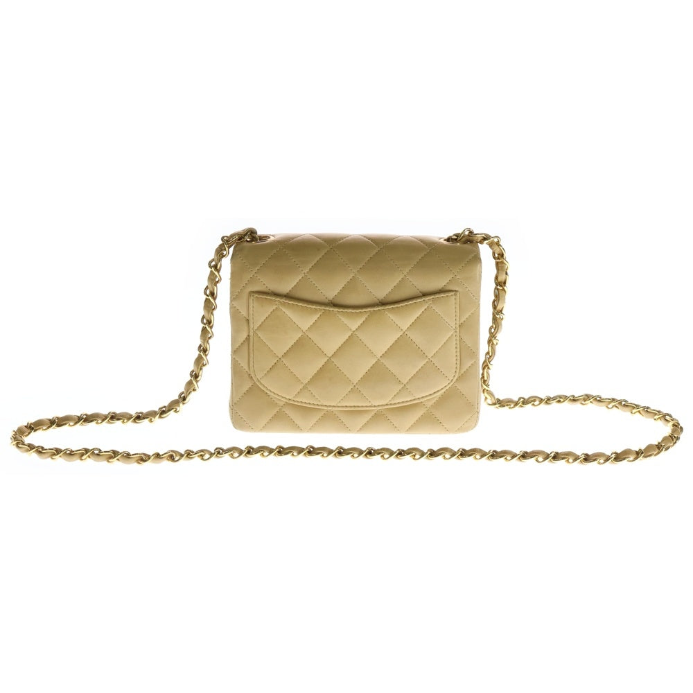 CHANEL(シャネル) ミニマトラッセ ココマーク ターンロック ラムスキン レザー Sフラップ Sチェーンショルダーバッグ ゴールド金具 ベージュ 9番台 レディース