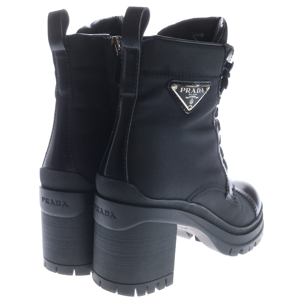 PRADA(プラダ) ブラッシュド レザー レースアップ ブーツ Re-Nylon