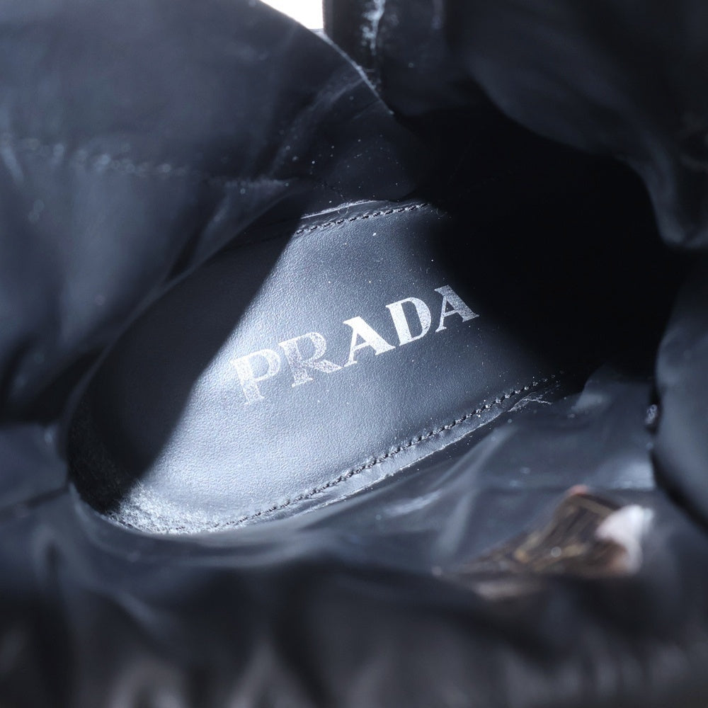 PRADA(プラダ) ブラッシュド レザー レースアップ ブーツ Re-Nylon