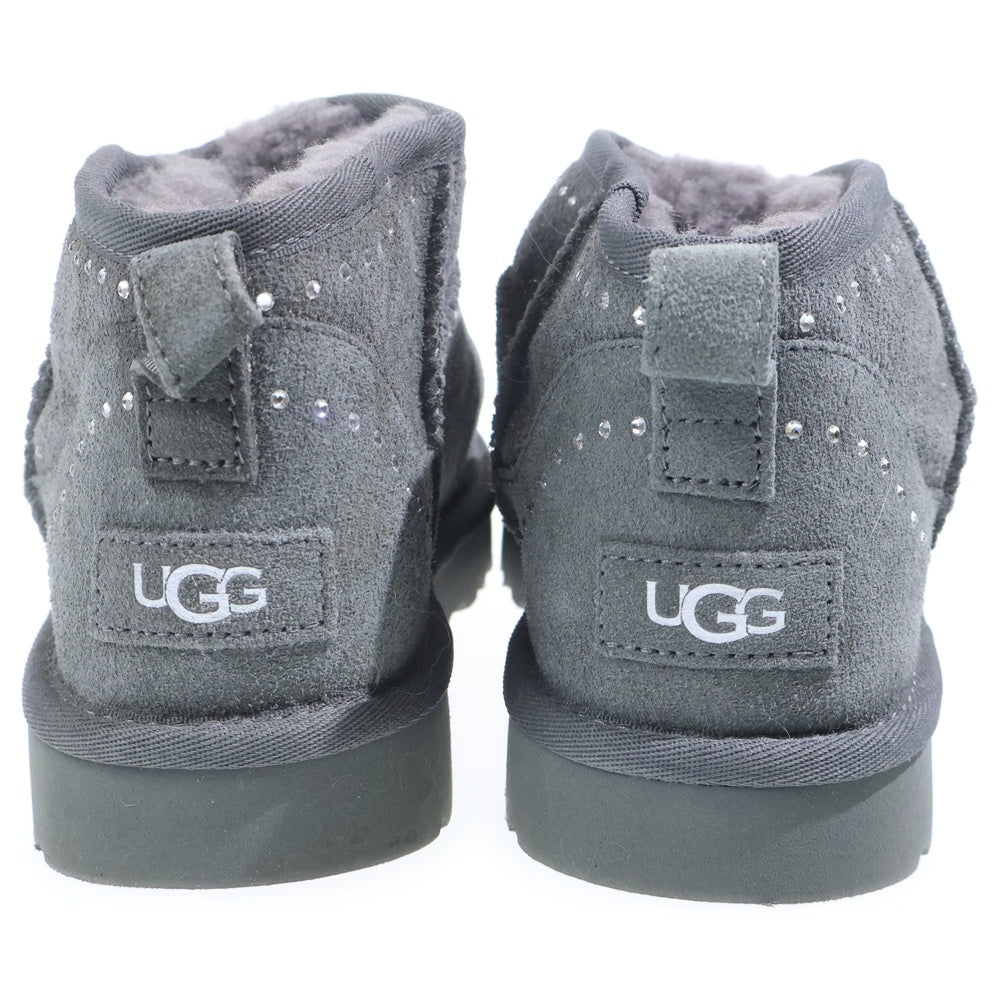 UGG(アグ) Classic Ultra Mini Bling クラシック ウルトラ ミニ ブリング ラインストーン スエードレザー ボアライニング ショートブール シューズ グレー 1119871 レディース