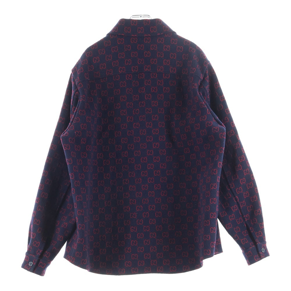 GUCCI(グッチ) GGジャガード総柄 ウール ジップアップジャケット ネイビー/レッド 638807