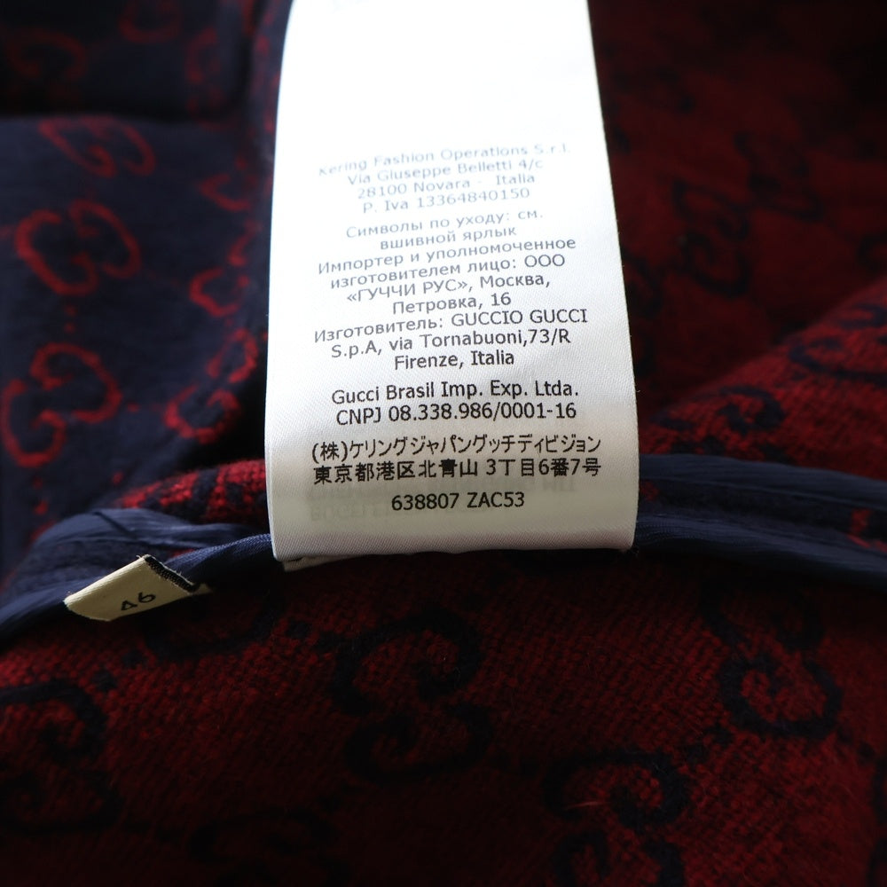 GUCCI(グッチ) GGジャガード総柄 ウール ジップアップジャケット ネイビー/レッド 638807