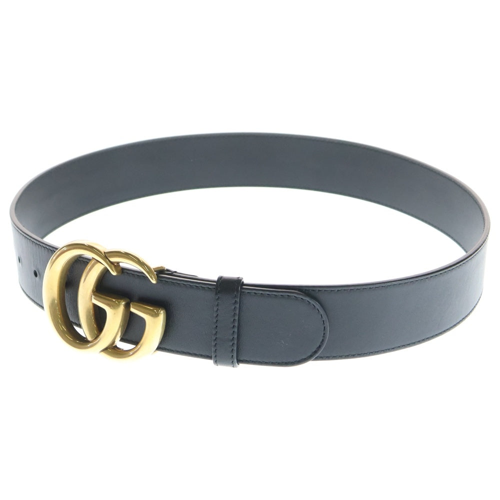 GUCCI(グッチ) ダブルG ベルト ブラック レザー ゴールド金具 414516