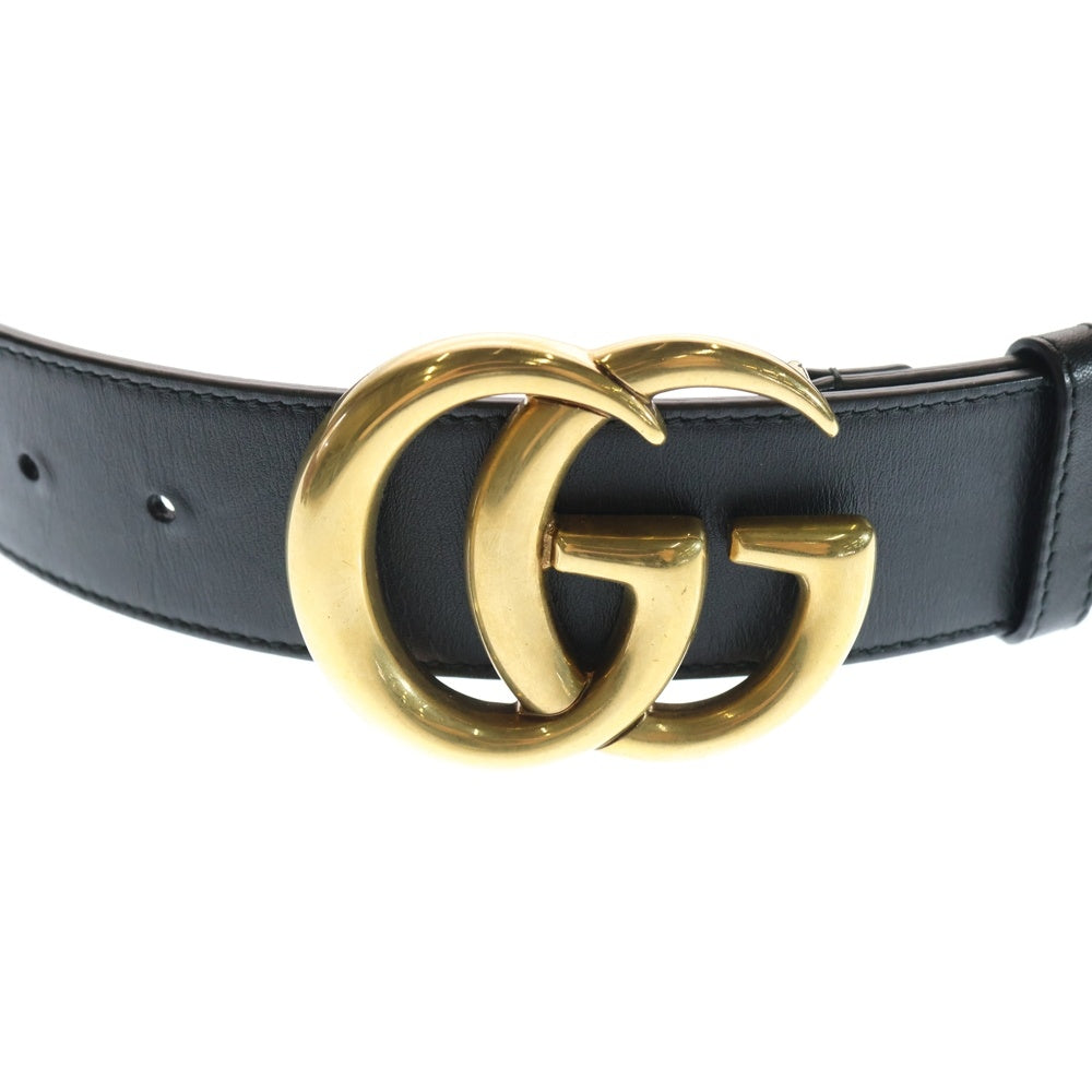 GUCCI(グッチ) ダブルG ベルト ブラック レザー ゴールド金具 414516