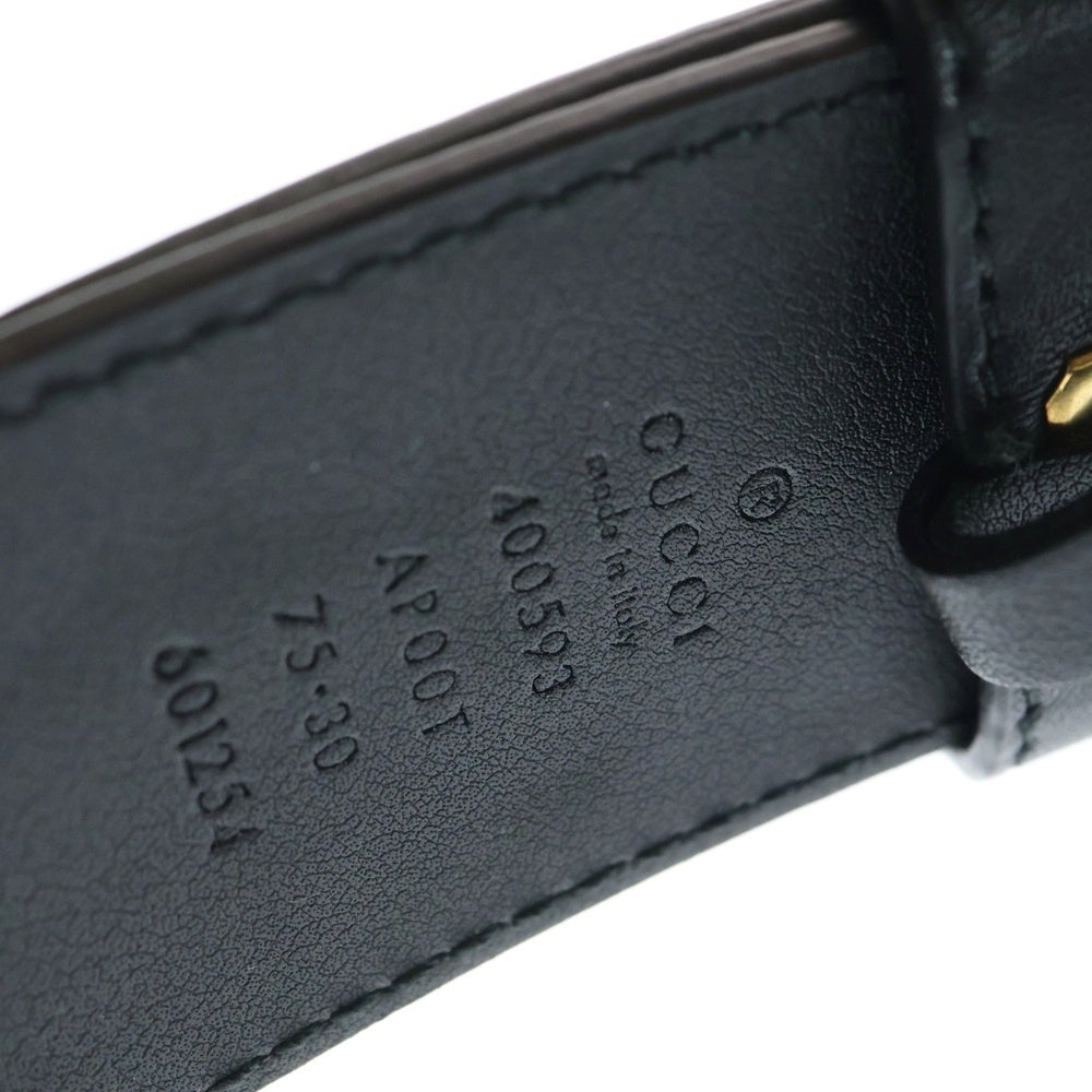 GUCCI(グッチ) ダブルG ベルト ブラック レザー ゴールド金具 414516