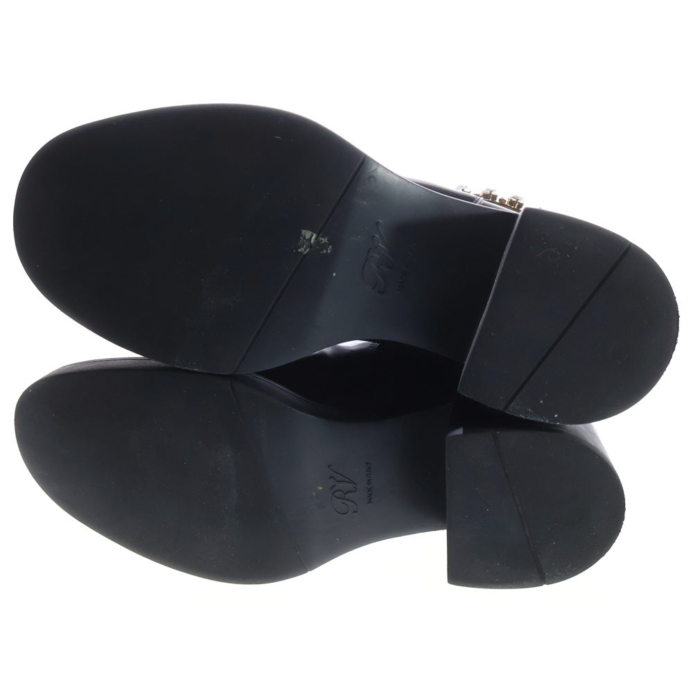 Roger Vivier(ロジェヴィヴィエ) ヴィヴレンジャー ストラスバックル パテントレザー サイドゴア チェルシー アンクル ショートブーツ シューズ ゴールド金具 ブラック レディース