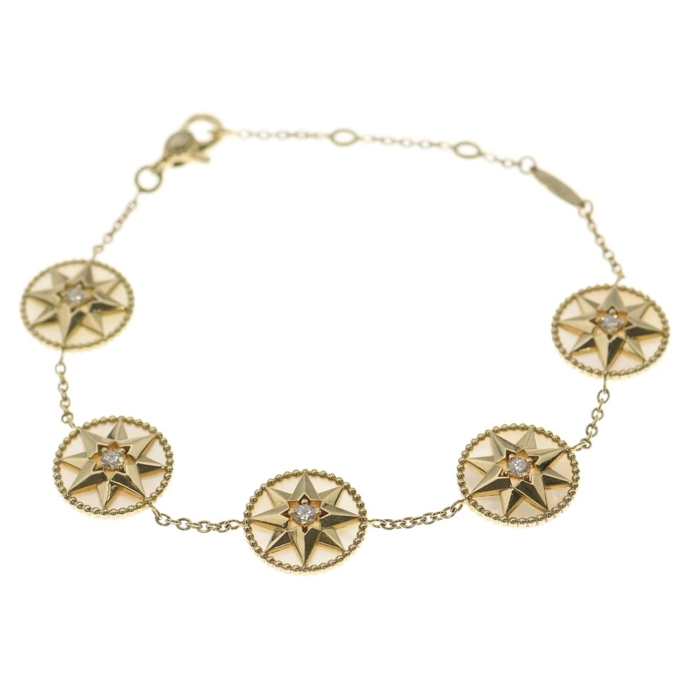 Christian Dior(クリスチャンディオール) ローズ デ ヴァン ダイヤモンド シェル 5アイコン ブレスレット 750YG イエローゴールド ジェエリー レディース