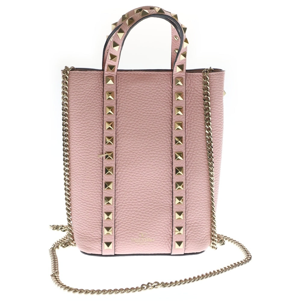 VALENTINO(ヴァレンティノ) ロックスタッズ 2WAY チェーンショルダーバッグ レザー ピンク レディース