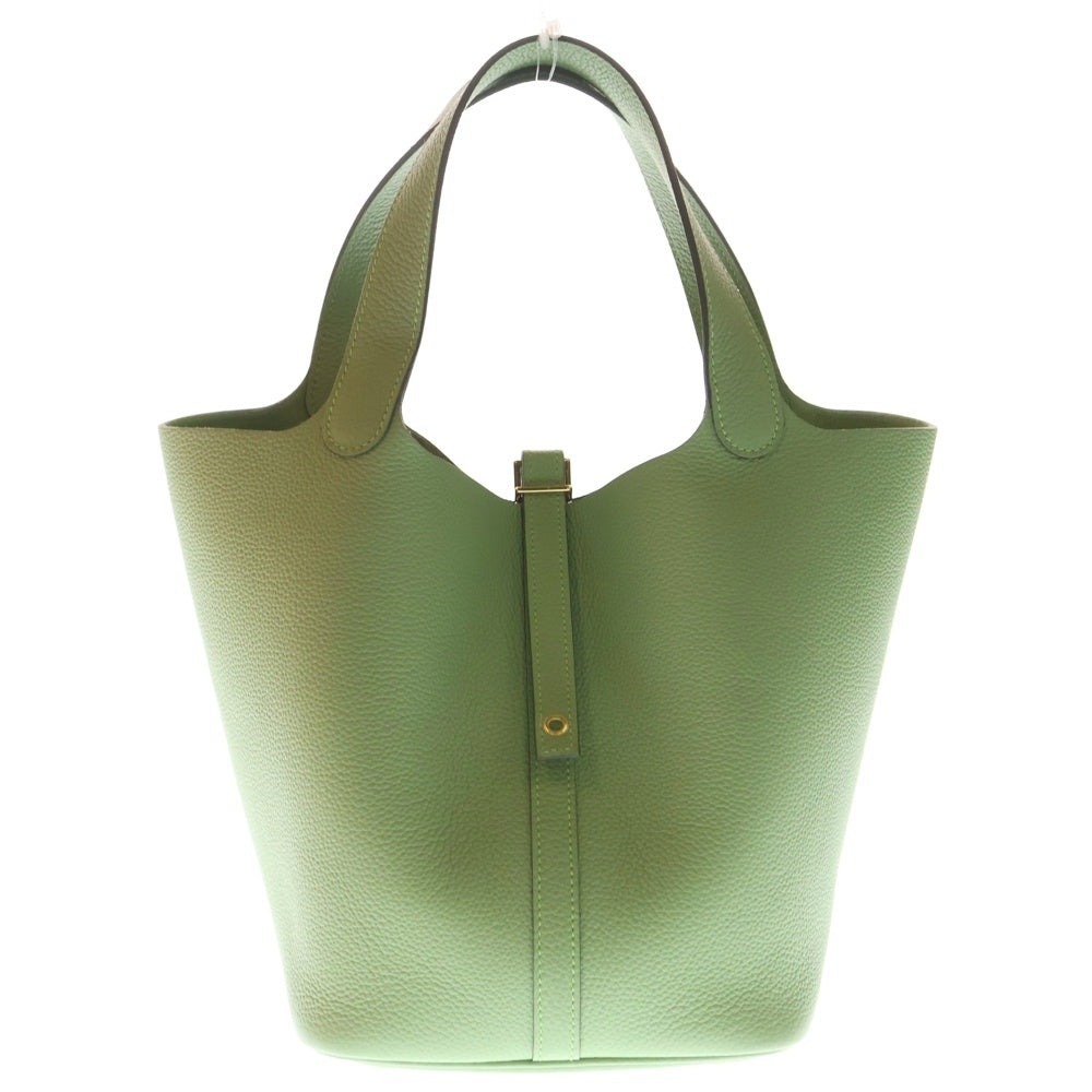 HERMES(エルメス) ピコタンロックMM ヴェールクリケット トリヨン レザーハンドバッグ グリーン B刻印 GD金具 レディース