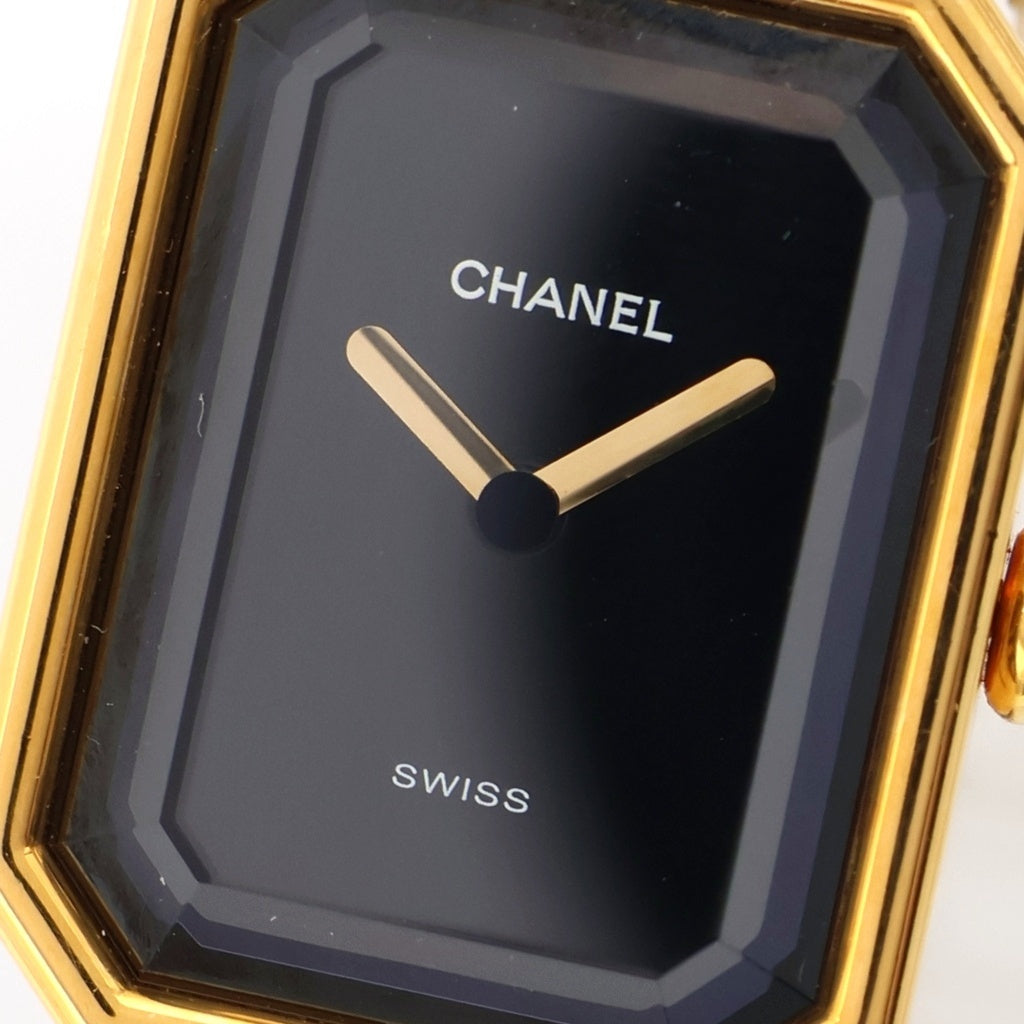 CHANEL(シャネル) プルミエールS 黒文字盤 GP×レザー/QZ クォーツ 電池式 腕時計 H0001