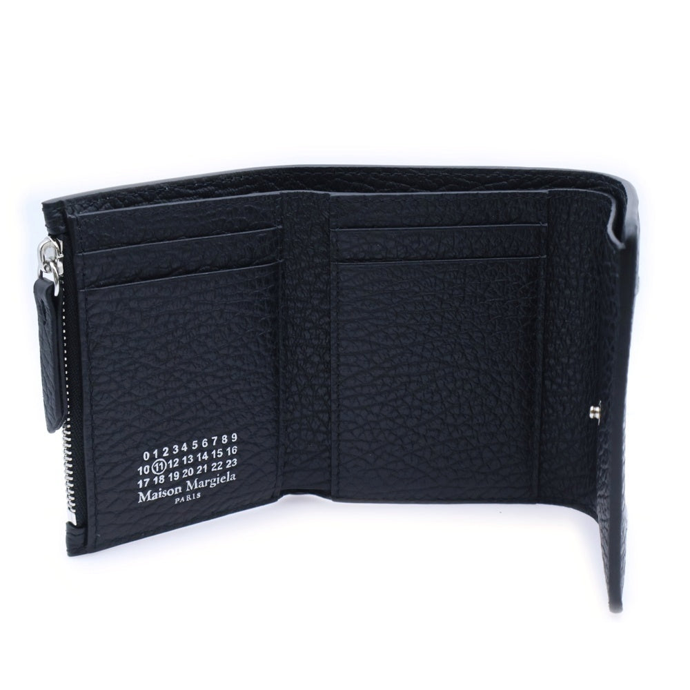 Maison Margiela(メゾンマルジェラ) 4ステッチ 三つ折り財布 コンパクトウォレット コインケース ブラック レザー SA3UI0010P4455T8013
