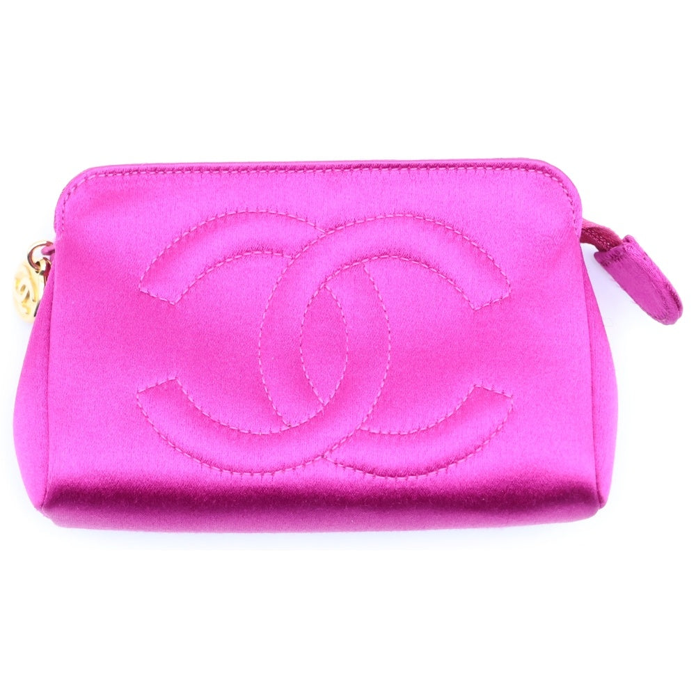 CHANEL(シャネル) ココマーク 小物入れ ポーチ サテン パープル レディース