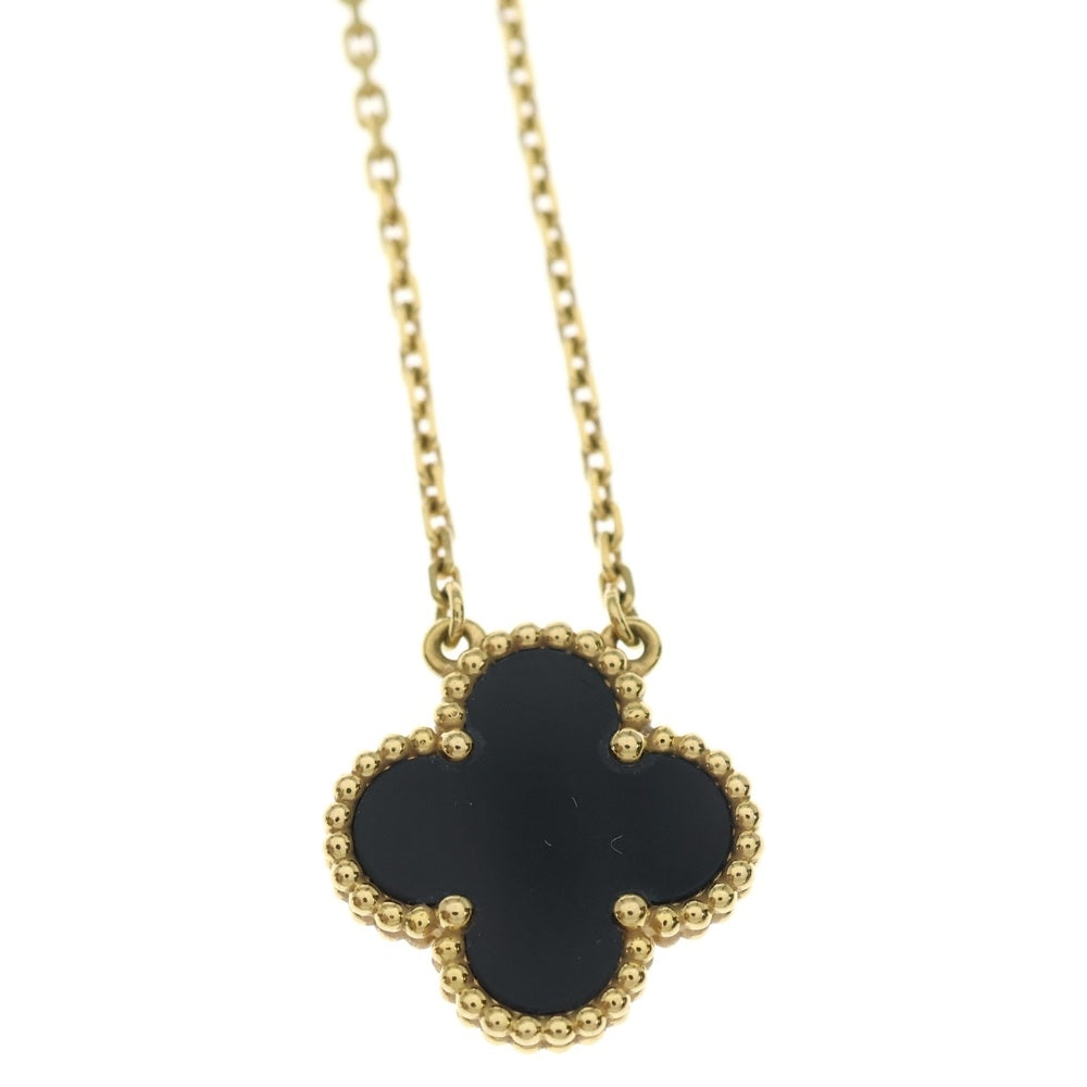 Van Cleef & Arpels(ヴァンクリーフアンドアーペル) ヴィンテージアルハンブラ オニキス ネックレス K18YG イエローゴールド レディース