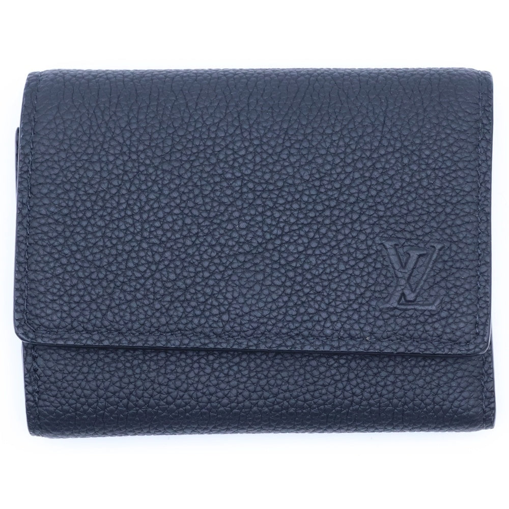 LOUIS VUITTON(ルイヴィトン) LVアエログラム ヴィクター・ウォレット 三つ折り財布 コンパクトウォレット コインケース ブラック レザー M26250 シルバー金具 レディース