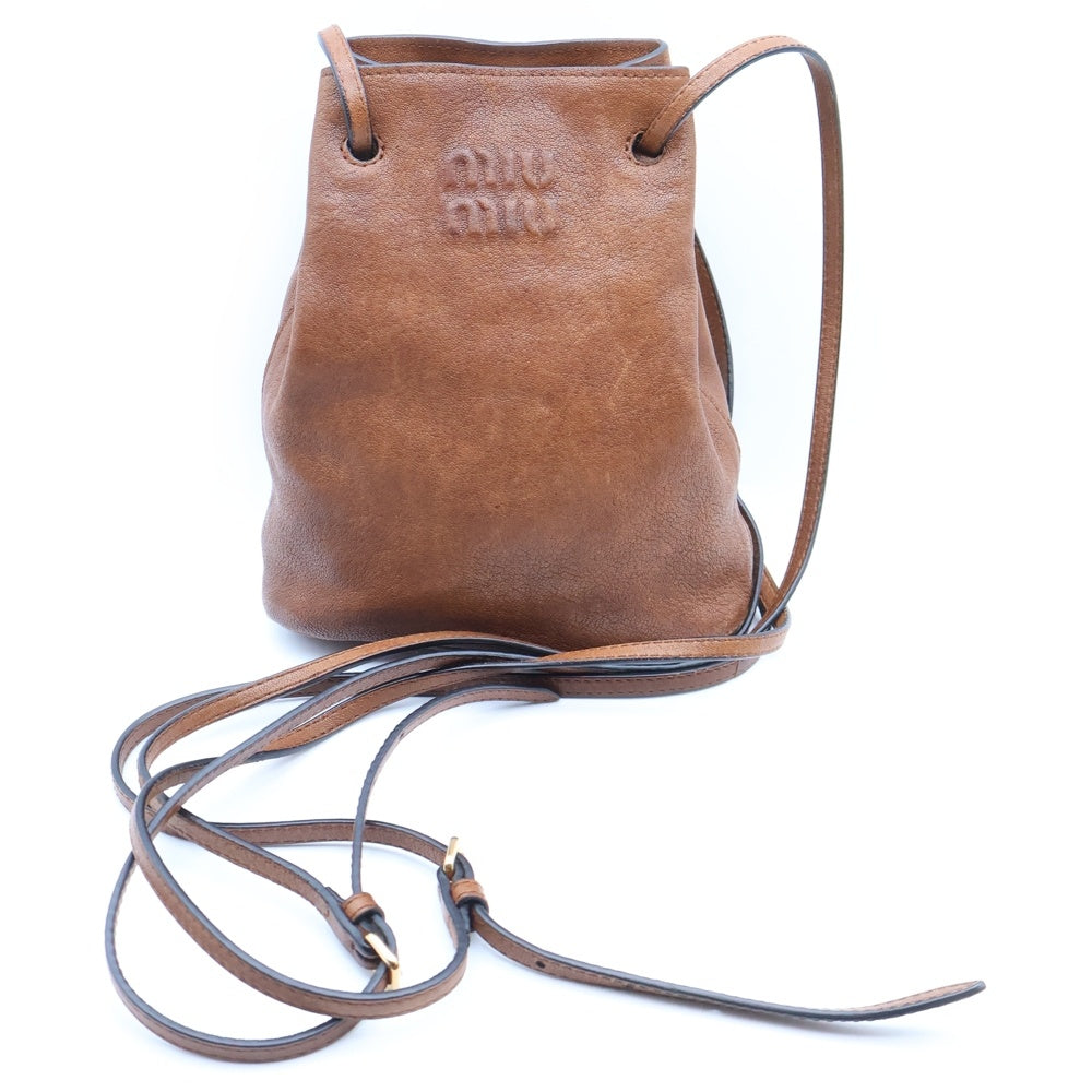 miumiu(ミュウミュウ) ナッパレザー ミニバッグ ショルダーバッグ ブラウン レザー 5NF460 レディース