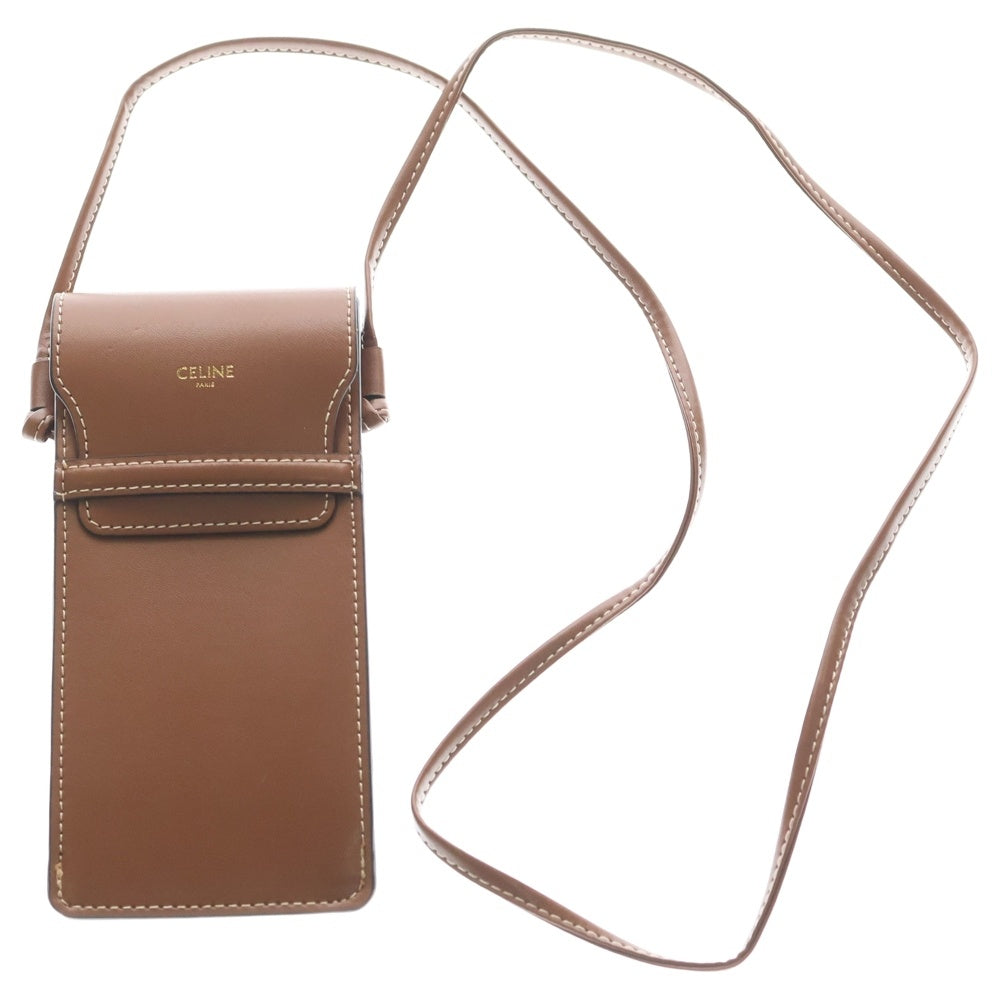 CELINE(セリーヌ) サングラスケース 小物入れ ミニショルダーバッグ ブラウン レザー レディース