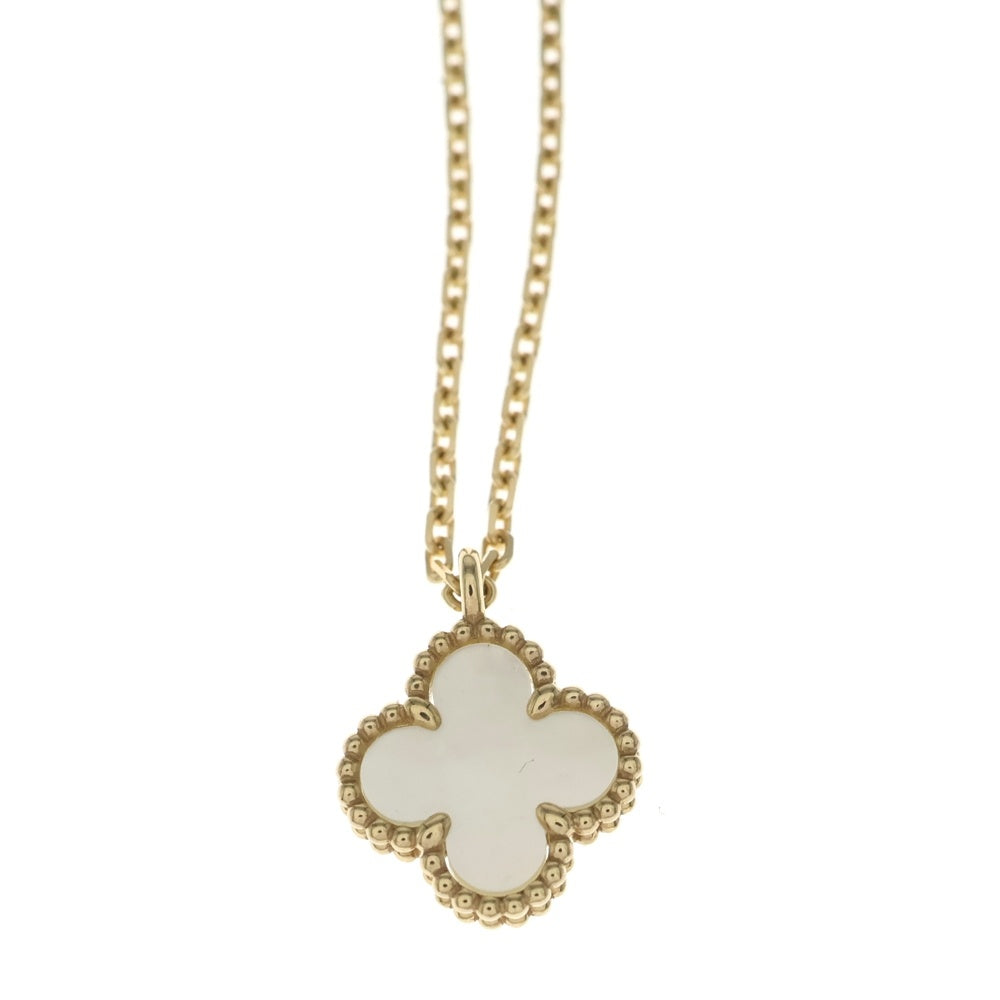 Van Cleef & Arpels(ヴァンクリーフアンドアーペル) スウィートアルハンブラ マザーオブパール ネックレス ペンダント チェーン ゴールド Au750YG 3.0g レディース