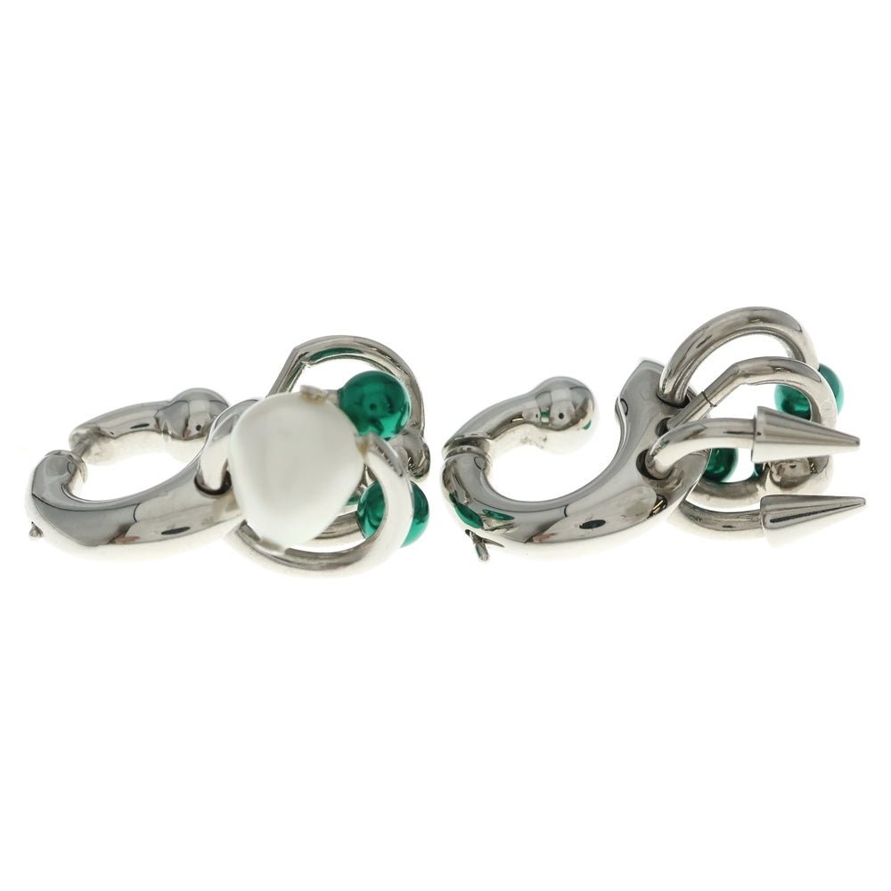 NO BRAND(ノーブランド) Acne Studios シルバー チャーム パール ピアス グリーン レディース