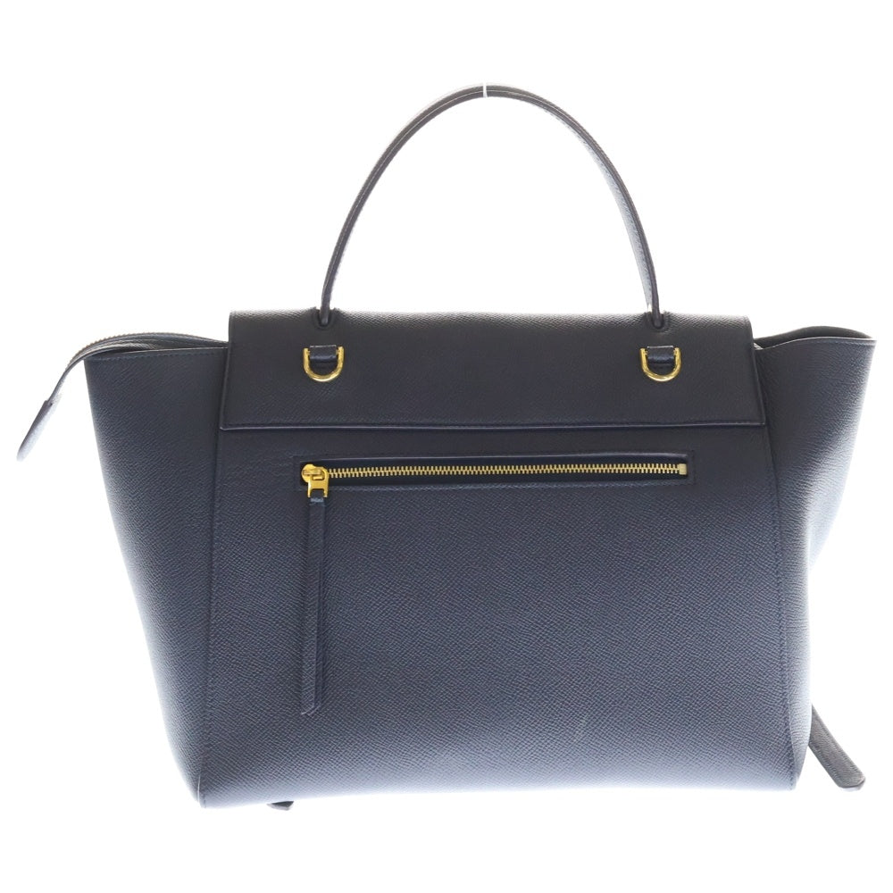 CELINE(セリーヌ) ベルトバッグミニ 2WAYバッグ ハンドバッグ ショルダーバッグ ネイビー レザー ゴールド金具
