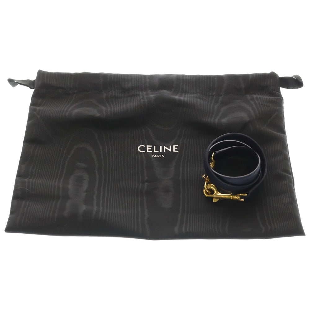 CELINE(セリーヌ) ベルトバッグミニ 2WAYバッグ ハンドバッグ ショルダーバッグ ネイビー レザー ゴールド金具