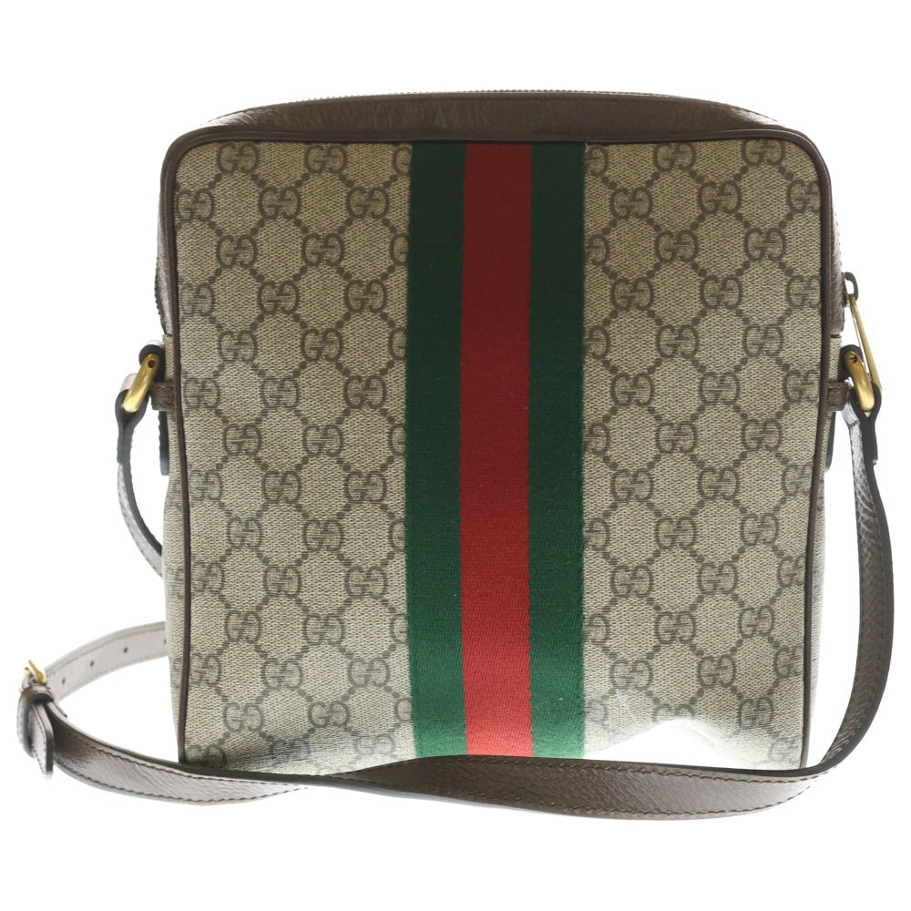 GUCCI(グッチ) GGスプリーム オフィディア スモールメッセンジャー ショルダーバッグ ブラウン レザー×PVC 547926 ゴールド金具