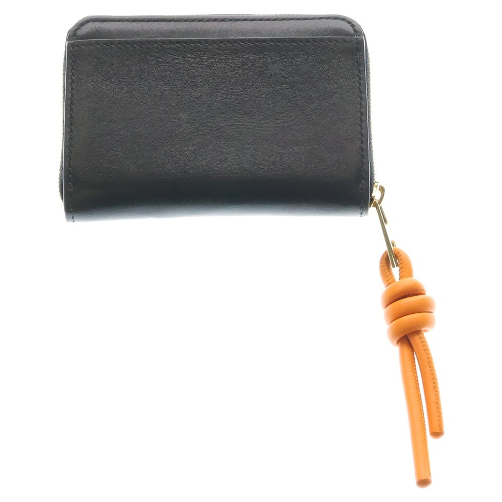 LOEWE(ロエベ) ジップ コインパース コインケース ミニ財布 ブラック×オレンジ シャイニーナパカーフ ゴールド金具