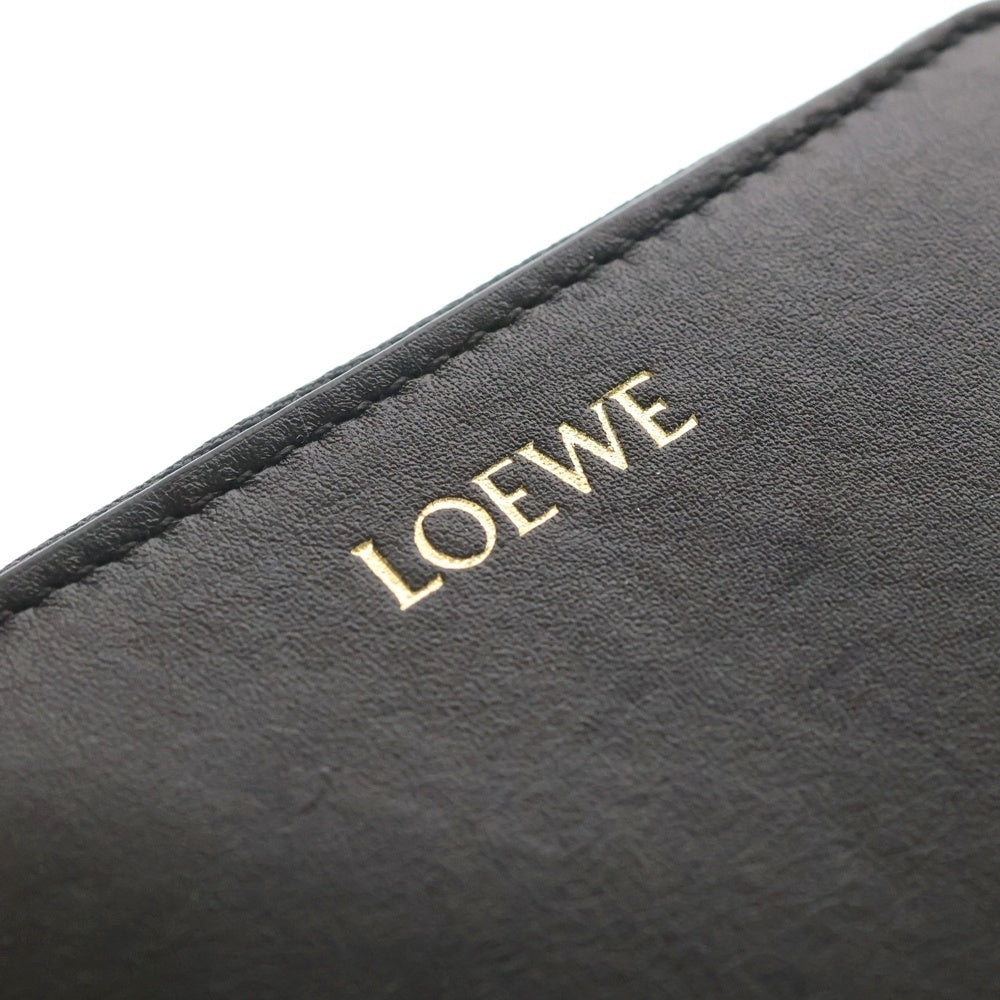 LOEWE(ロエベ) ジップ コインパース コインケース ミニ財布 ブラック×オレンジ シャイニーナパカーフ ゴールド金具