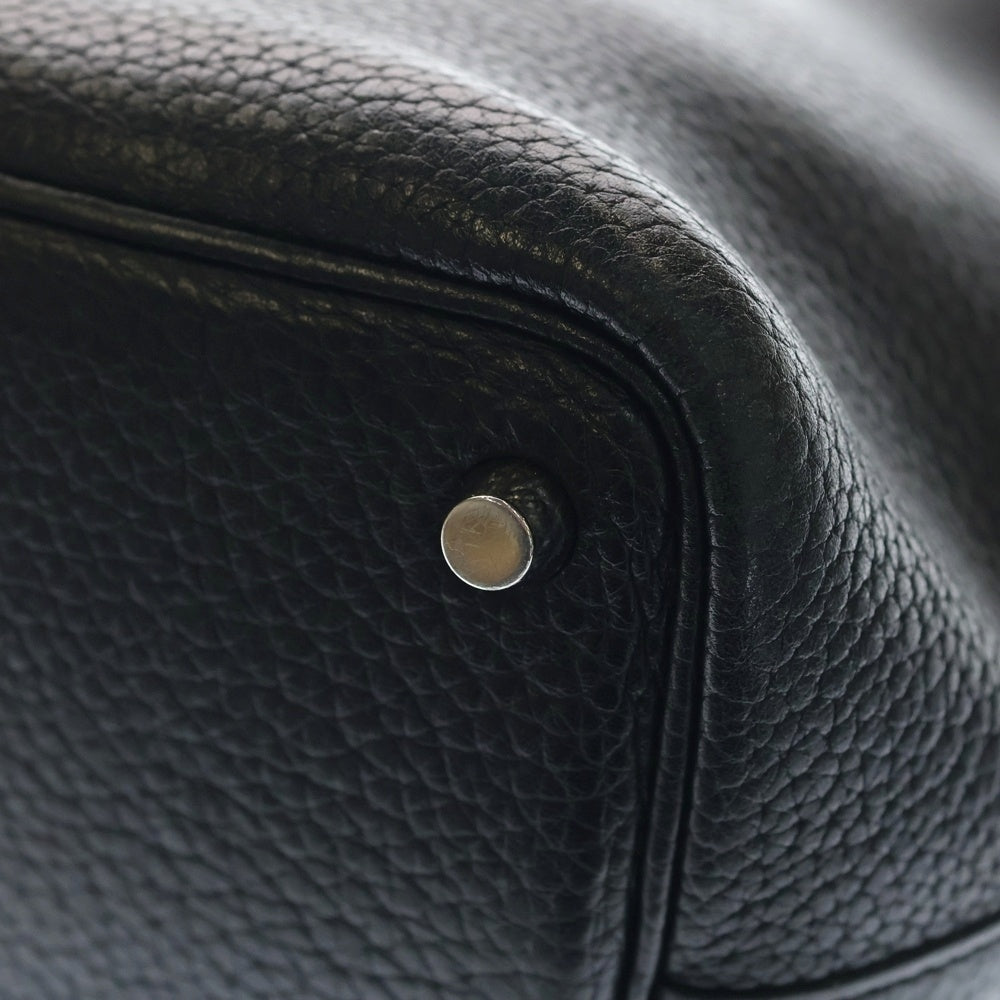 HERMES(エルメス) ピコタンPM ハンドバッグ ブラック トリヨン シルバー金具 □O刻印 レディース