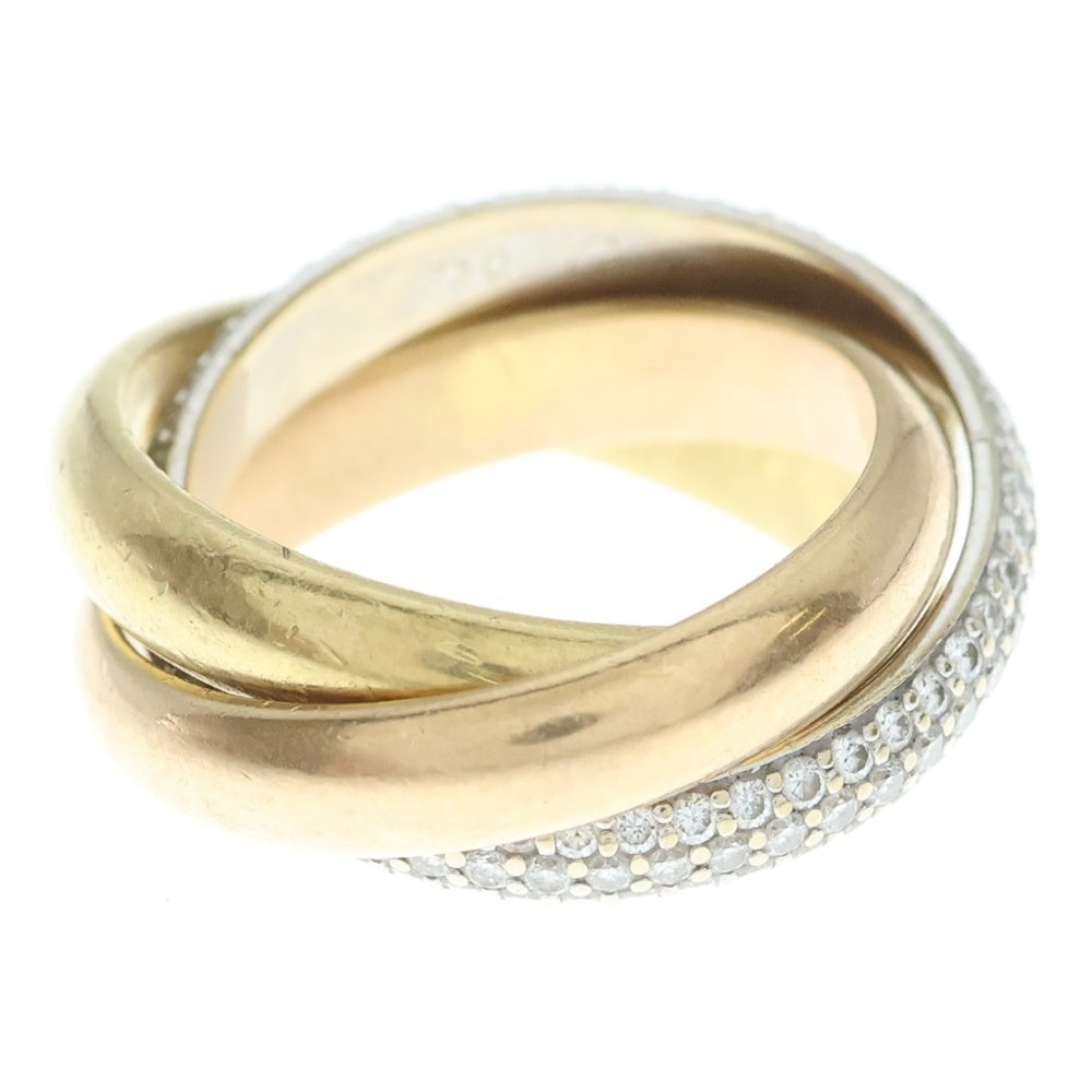 Cartier(カルティエ) トリニティ パヴェダイヤ リング イエローゴールド×ピンクゴールド×ホワイトゴールド 750YG/PG/WG #51 ジュエリー レディース