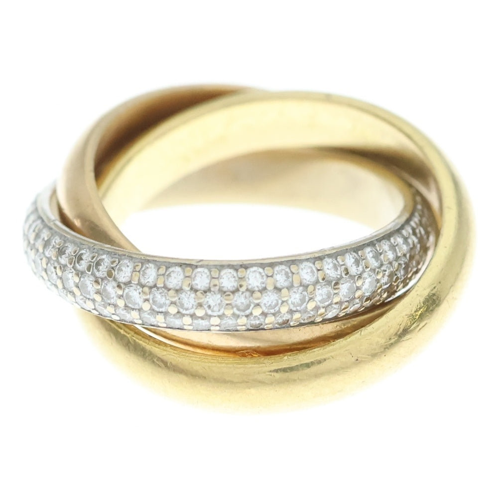 Cartier(カルティエ) トリニティ パヴェダイヤ リング イエローゴールド×ピンクゴールド×ホワイトゴールド 750YG/PG/WG #51 ジュエリー レディース