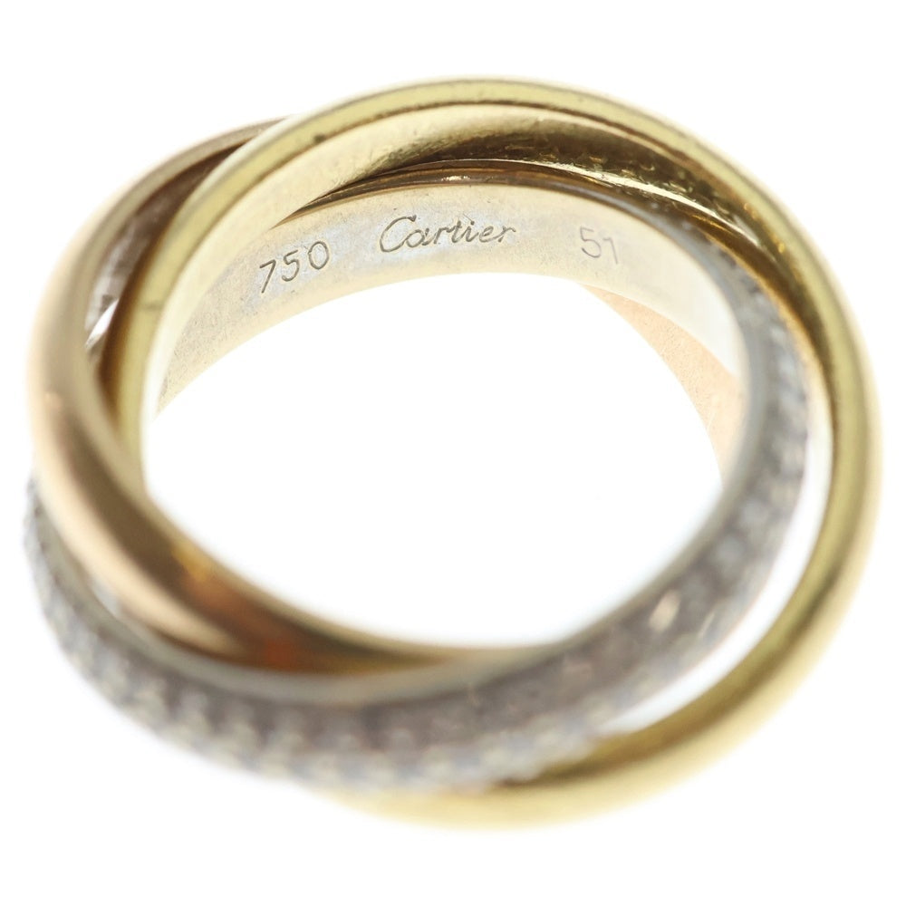 Cartier(カルティエ) トリニティ パヴェダイヤ リング イエローゴールド×ピンクゴールド×ホワイトゴールド 750YG/PG/WG #51 ジュエリー レディース