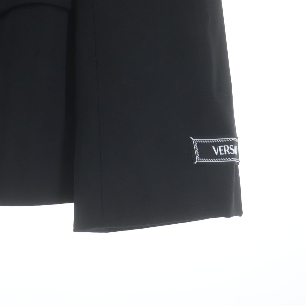 VERSACE(ヴェルサーチ) ロゴラベル ウール 2B テーラードジャケット ブラック レディース