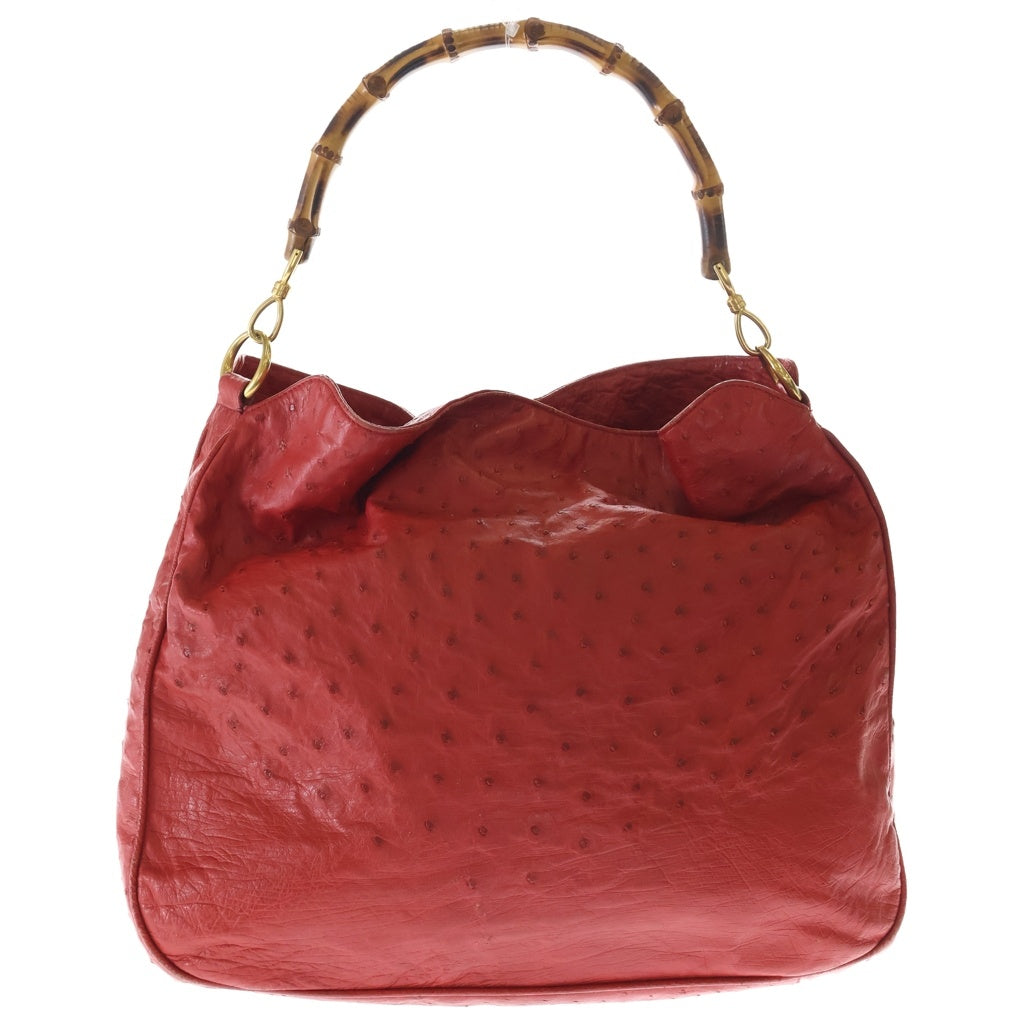 GUCCI(グッチ) バンブーショルダーバッグ ハンドバッグ トートバッグ レッド レザー 001・1014・1577 ゴールド金具 レディース