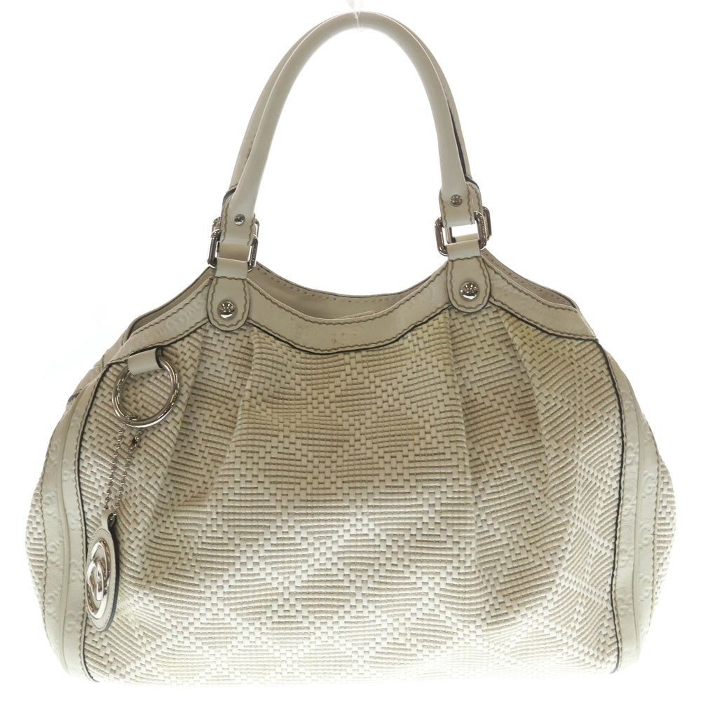 GUCCI(グッチ) グッチシマ 肩掛けバッグ ハンドバッグ ホワイト レザー 211944 シルバー金具 レディース