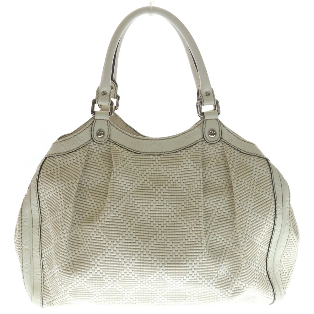 GUCCI(グッチ) グッチシマ 肩掛けバッグ ハンドバッグ ホワイト レザー 211944 シルバー金具 レディース