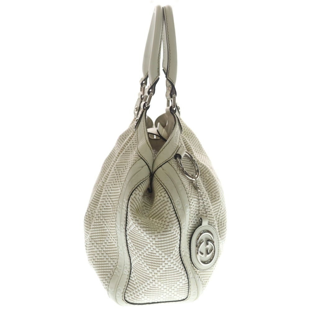 GUCCI(グッチ) グッチシマ 肩掛けバッグ ハンドバッグ ホワイト レザー 211944 シルバー金具 レディース