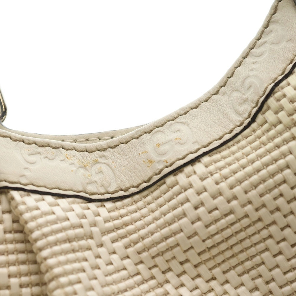 GUCCI(グッチ) グッチシマ 肩掛けバッグ ハンドバッグ ホワイト レザー 211944 シルバー金具 レディース