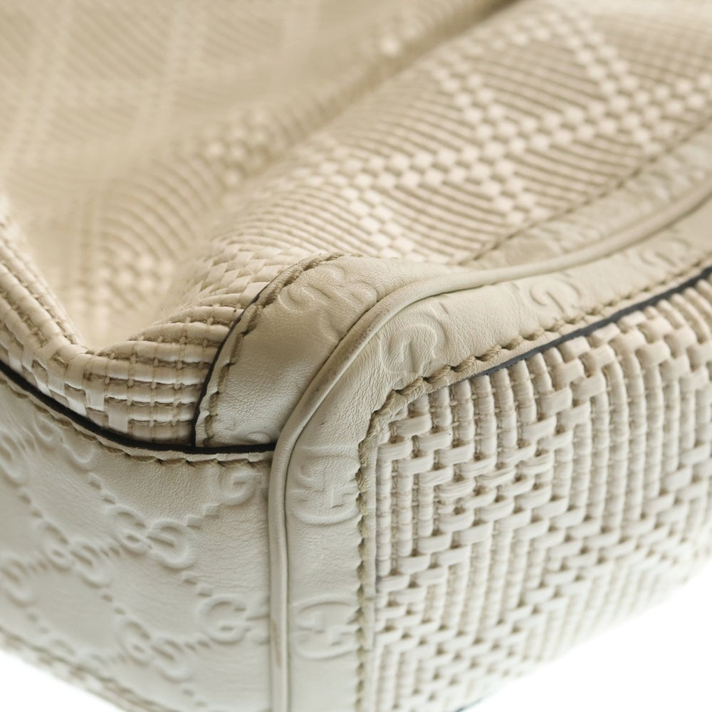 GUCCI(グッチ) グッチシマ 肩掛けバッグ ハンドバッグ ホワイト レザー 211944 シルバー金具 レディース