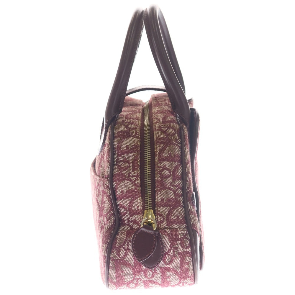 Christian Dior(クリスチャンディオール) トロッター ダブルサドル ハンドバッグ ボルドー ワインレッド レザー×キャンバス ゴールド金具 レディース