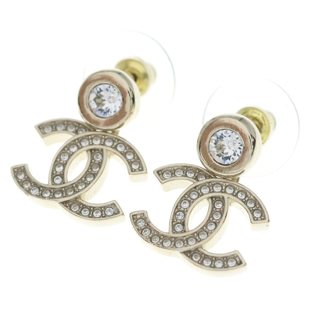 CHANEL(シャネル) ココマーク ラインストーン ピアス ゴールド ABC190 レディース
