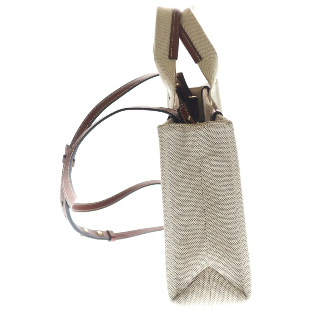 Chloe(クロエ) ウッディ キャンバス レザー 2WAY ハンド ショルダー トートバッグ ベージュ/ブラウン レディース
