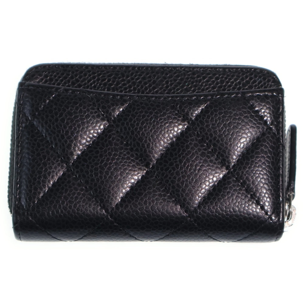 CHANEL(シャネル) マトラッセ コインケース ミニ財布 ブラック キャビアスキン シルバー金具 レディース
