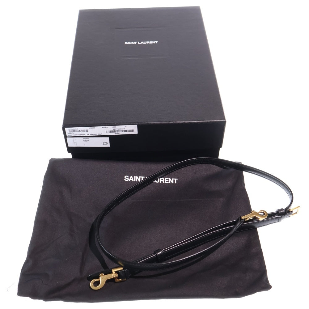 SAINT LAURENT PARIS(サンローランパリ) ミニ トイ 2Wayトートバッグ ハンドバッグ ショルダーバッグ ブラック レザー 773995 ゴールド金具 レディース
