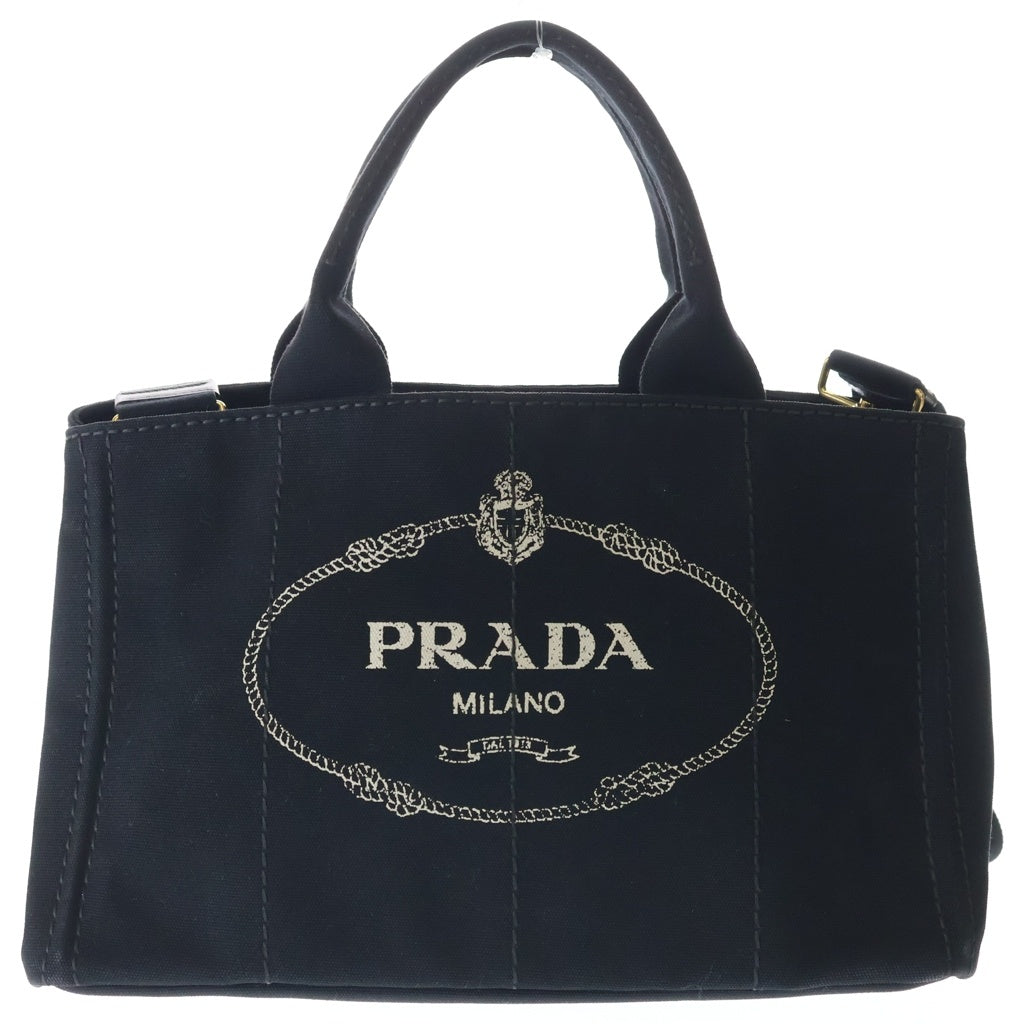 PRADA(プラダ) カナパ2WAYショルダーバッグ ハンドバッグ ブラック キャンバス BN2642 ゴールド金具 レディース