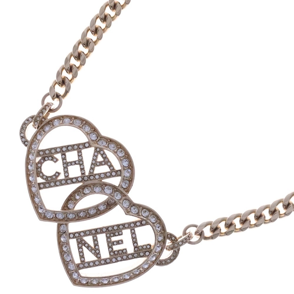 CHANEL(シャネル) ハートラインストーンロゴネックレス ゴールド F23B レディース