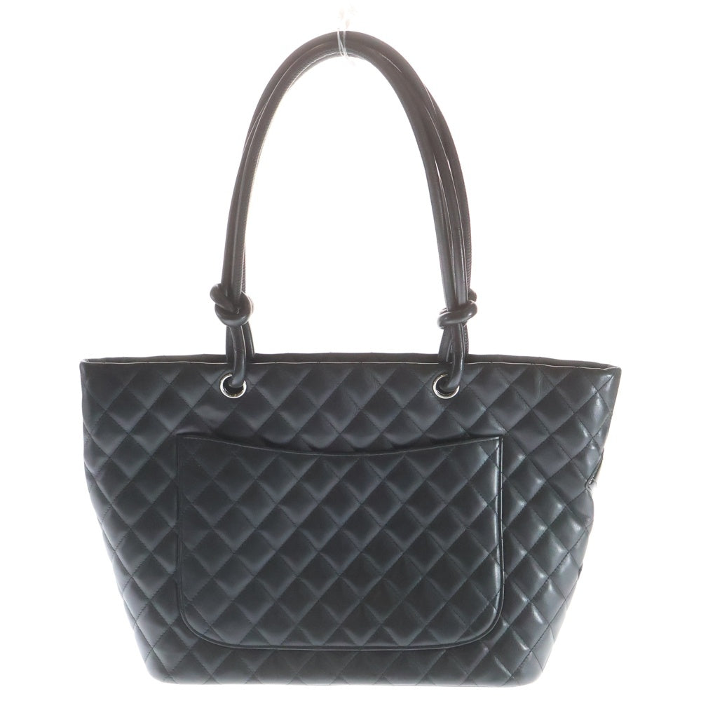 CHANEL(シャネル) カンボンライン ココマーク ラムスキン パテント レザー トートバッグ シルバー金具 ブラック 14番台 A25169 レディース