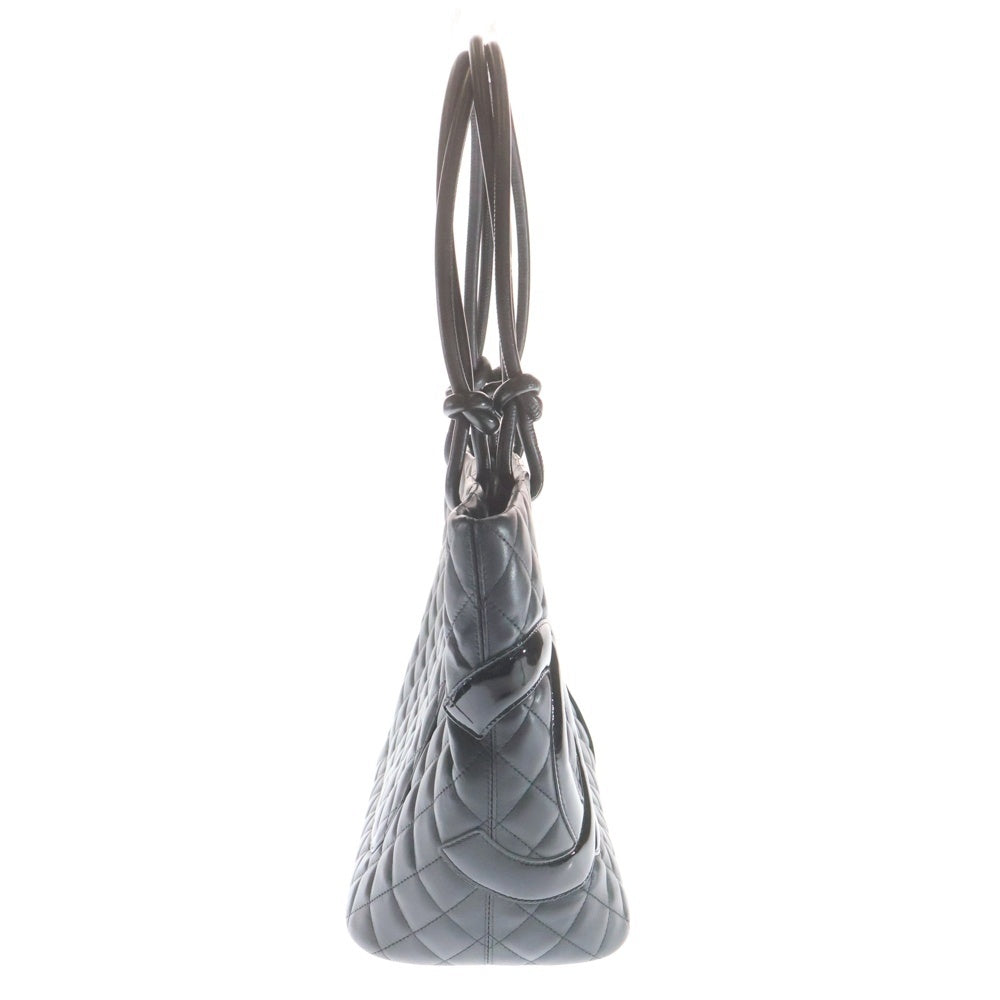 CHANEL(シャネル) カンボンライン ココマーク ラムスキン パテント レザー トートバッグ シルバー金具 ブラック 14番台 A25169 レディース