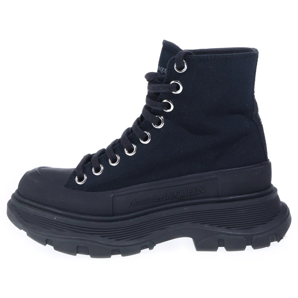 Alexander McQueen(アレキサンダーマックイーン) トレッドスリック キャンバス レースアップ ハイカットシューズ スニーカー ブラック レディース